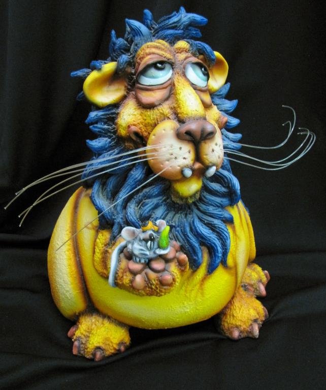 Todd Warner Sculpture, "Pizzaz" Series: Todd Warner hand painted resin sculpture, from the "Pizzaz" series, "Fruit Smoothie", 2001, A/P, 14" high x 10" x 10", scuff on foot