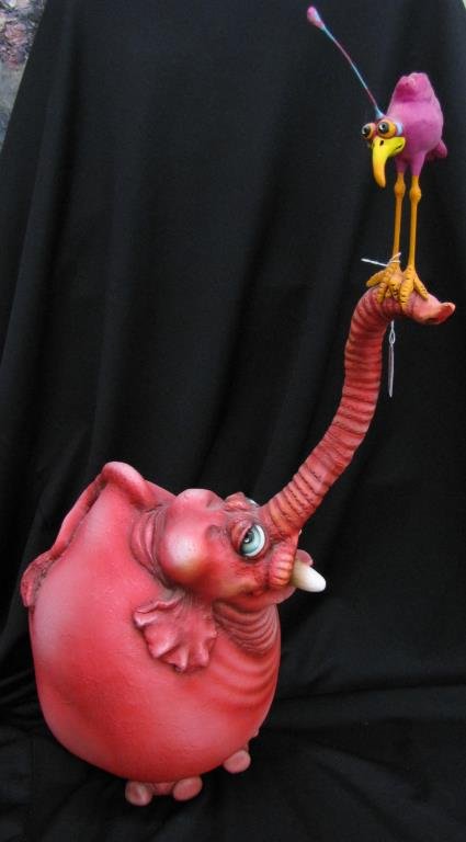 Todd Warner Sculpture, "Pizzaz" Series: Todd Warner hand painted resin sculpture, from the "Pizzaz" series, "Strawberry Delight", 2000/2001, A/P, 26" high x 16" x 10"