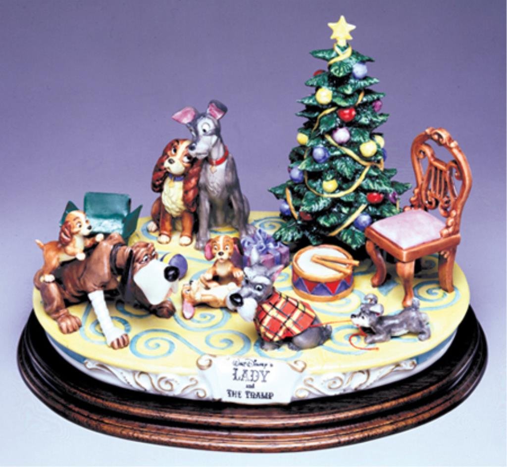 Capodimonte Laurenz "Lady and the Tramp": Capodimonte Laurenz "Lady and the Tramp" by Enzo Arzenton, LZD-79, serial #49, with original foam packaging, 12 1/2" High x 16" Wide x 12 1/2" Deep