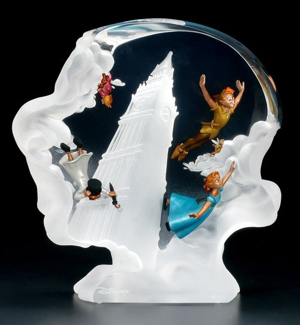 Legends Acrylic Sculpture, "Peter Pan's Flight": Legends acrylic sculpture, with hand painted mixed media figures, "Peter Pan's Flight", Limited Edition 11/350, 11.5" high, with original box