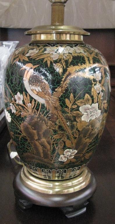 Oriental Frederick Cooper Table Lamp: An Oriental ginger jar style Frederick Cooper table lamp, with Frederick Cooper shade