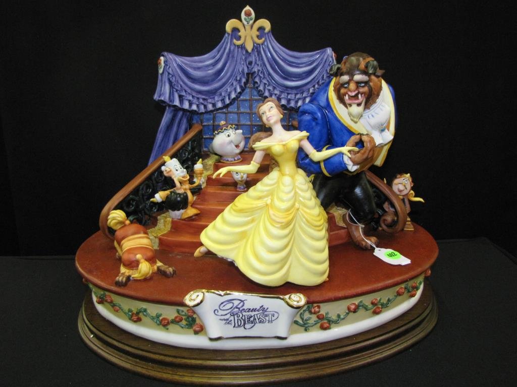 Capodimonte Laurenz Figural Grouping: Capodimonte Laurenz figural grouping, "Beauty and the Beast", 14.5" high, numbered limited edition, with original foam container