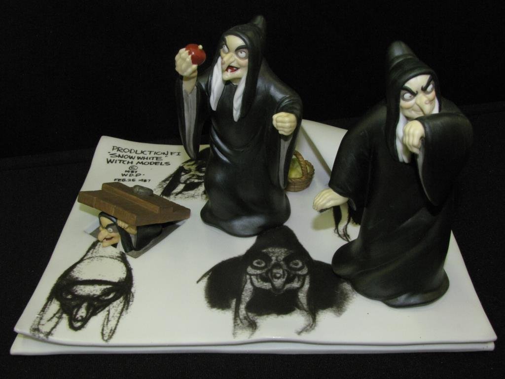 Disney Porcelain Model Sheet Figural Scene: Disney porcelain model sheet figural scene, "Snow White Witch Models", limited edition of 3000
