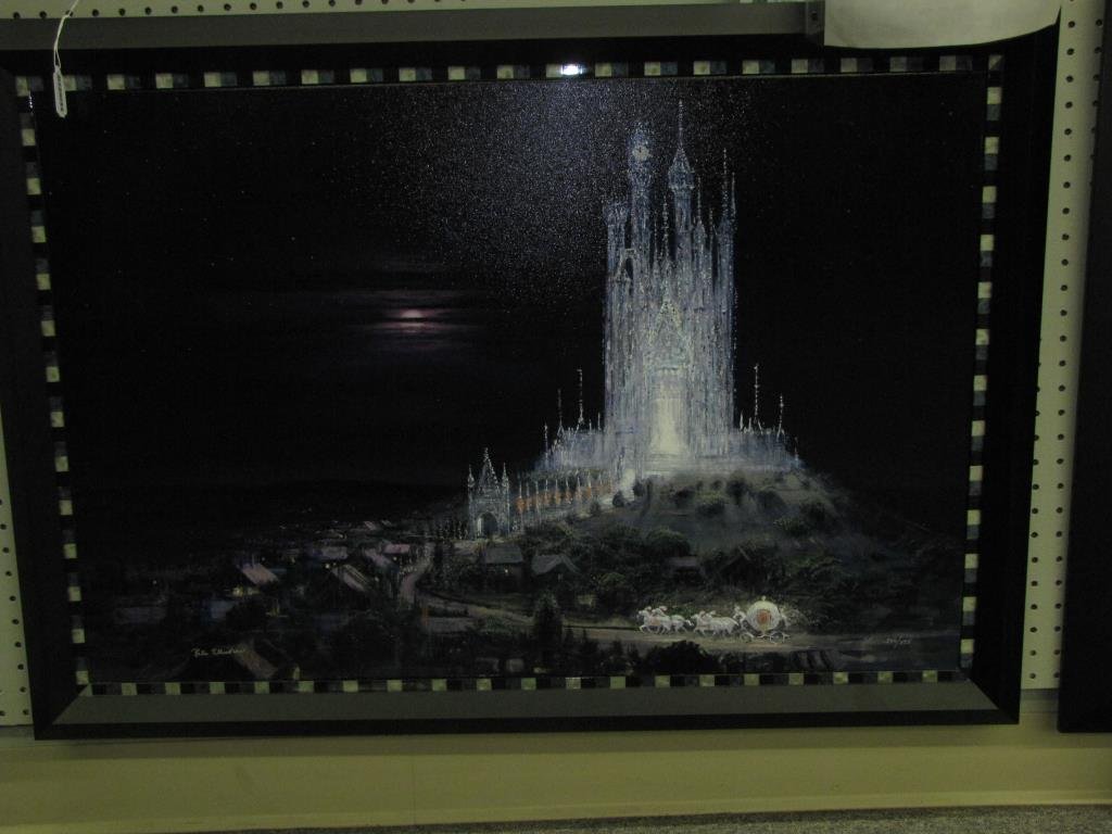 Ellenshaw Disney Limited Edition Giclee: Ellenshaw Disney Limited Edition giclee on canvas, entitled "Glass Castle" by artist Peter Ellenshaw, 2002, #246/395, size as framed 29" x 41"
