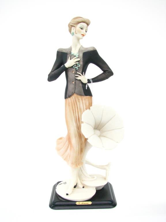 G Armani Sculpture, "Lady with Victrola": Giuseppe Armani sculpture "Lady with Victrola, 2151P, with original box