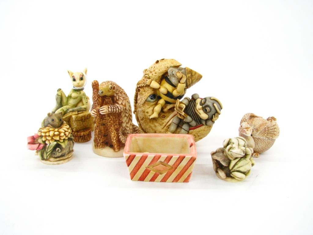 Group of 7 Harmony Kingdom Figures: Group of seven Harmony Kingdom figures, depicting various animals, all lidded