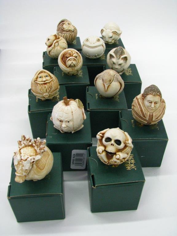 Group of 12 Harmony Kingdom Boxes: Group of 12 Harmony Kingdom boxes, depicting various animal figures, with original box