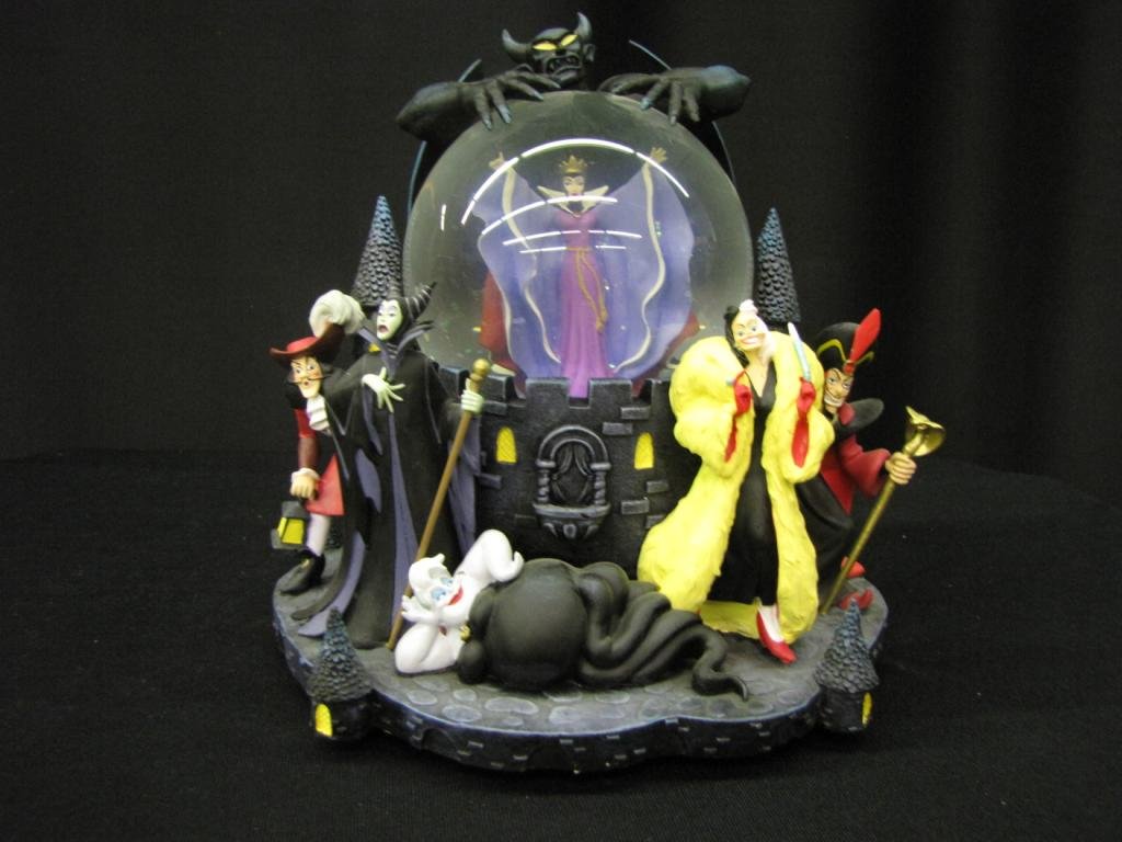 Disney Snow Globe: Disney Snow Globe depicting Disney Villains, 9" tall, with original box