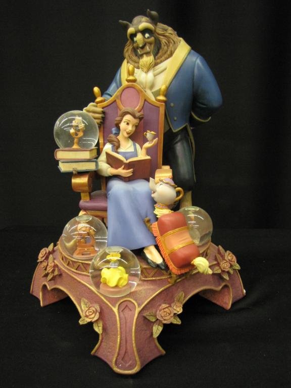 Disney Snow Globe: Disney Snow Globe depicting Beauty and the Beast, 14" tall, with original box