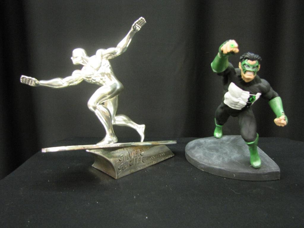 Two Super Hero Figures: Two Super Heroes including: Silver Surfer 30th Anniversary Edition (#117/1300) and The Green Lantern (#113/2200), 8-10" tall, with original Boxes