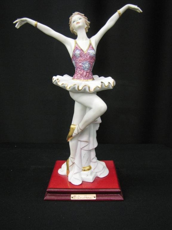 Vittorio Sabadin porcelain Figurine: Vittorio Sabadin porcelain Figurine depicting ballerina in tutu, 16" tall, without original box (Left index finger missing)
