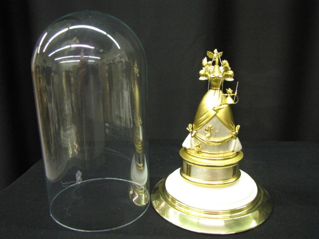 Olszewski Disney Figural Grouping with Dome: Olszewski Disney Figural Grouping with Dome depicting the making of Cinderella's dress, 11" tall, without original box