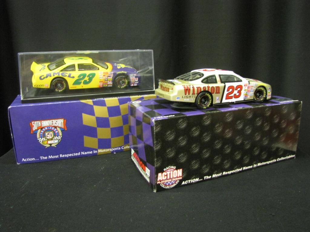 Two 1/24th Scale Jimmy Spencer Stock Cars: Two 1/24th Scale Jimmy Spencer Stock Cars including: 1998 Ford Taurus "No Bull" and 1997 Thurnderbird #23 "Smoking Joes", with original boxes