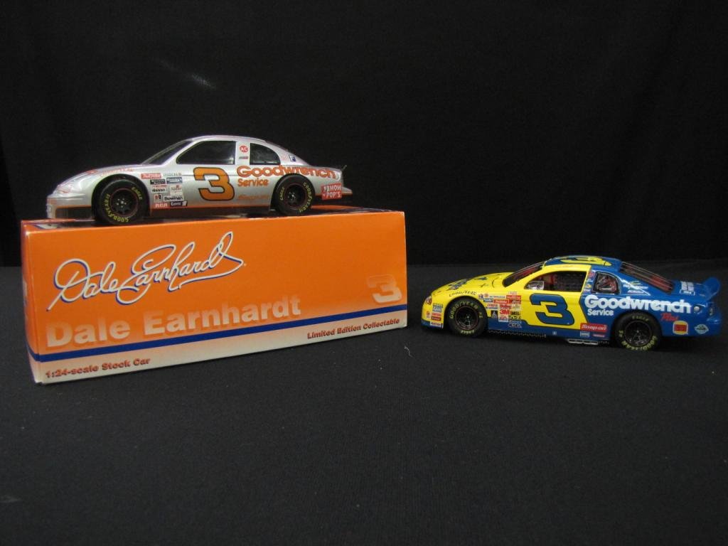 Two 1/24th Scale Dale Earnhardt Stock Cars: Two 1/24th Scale Dale Earnhardt Stock Cars including one 1997 RCCA #3 Wheaties Car and #3 Wrangler Jeans Chevy Monte Carlo Dale Earnhardt, 1997 with original box