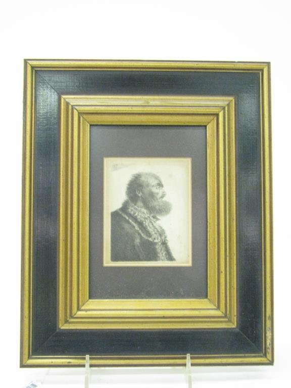 Antique Engraving, Portrait of Bearded Man: Antique engraving, portrait of bearded man, dated upper left 1761, and initialed WB, sight size 3.5" x 3", size as framed 11.5" x 9.5"