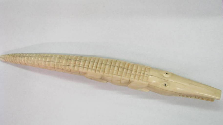 Carved African Ivory Crocodile
