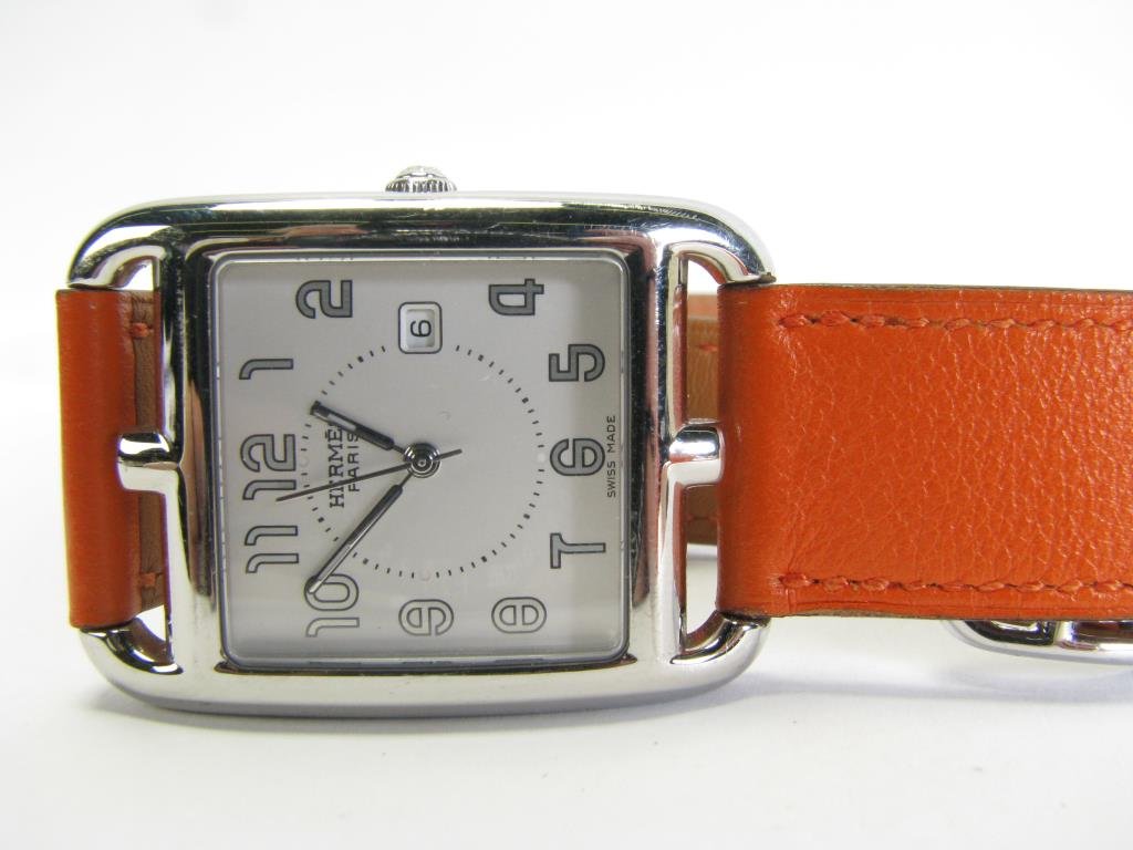 Lady's Hermes Cape Cod Watch: A Lady's Hermes Cape Cod watch with classic orange double tour strap