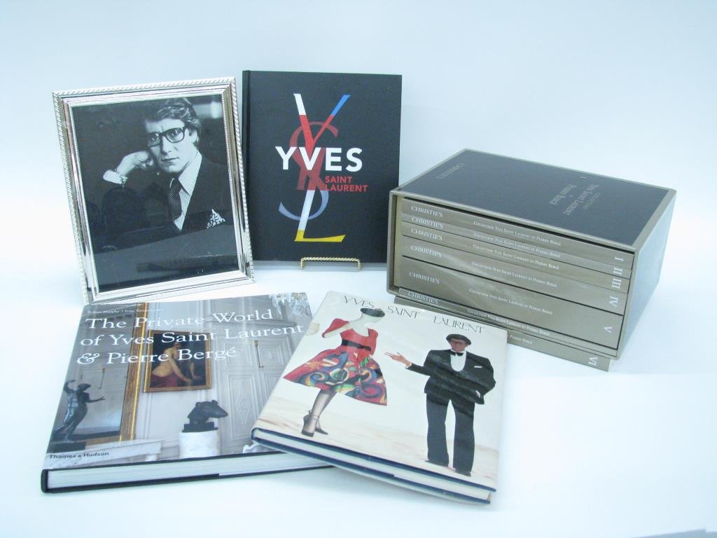 Yves St. Laurent Collection, Books, photos: One lot of five Yves St. Laurent items: 1. Christie's Six Volume "Collection Yves St.Laurent et Pierre Berge" with sleeve, CD and Guide d'Exposition 2.Yves St. Laurent by the Metropolitan Museum of Ar