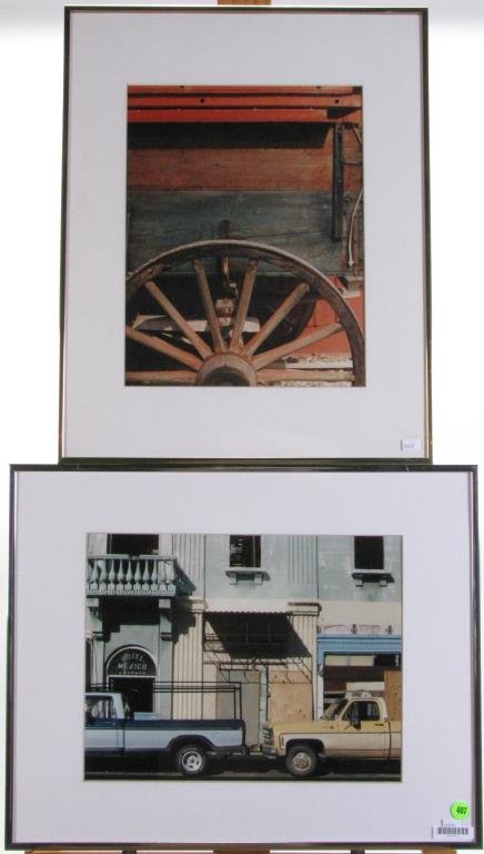 Willa Van Brunt, (2) Art Photographs: Willa Van Brunt, (2) Art Photographs, 10.5 x 13.5 "Hotel Mexico Renovation", 1990 Fort Wayne Museum tag verso; and 13.5 x 10.5 "From the Past" (27th Annual IPA Art Show, 1991)
