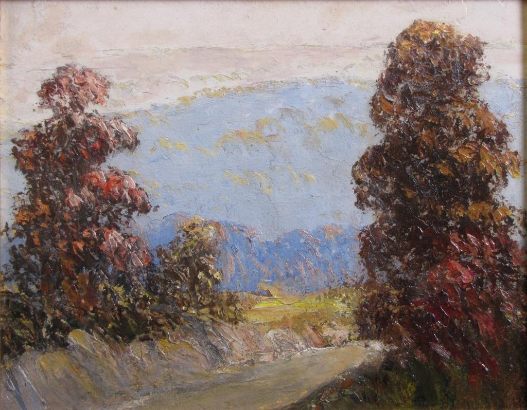 John Wesley Hardrick 8x10 O/B Autumn Creek: John Wesley Hardrick IN, 1891-1968 8x10 , O/B , unsigned , Autumn Creek size as framed 13x15