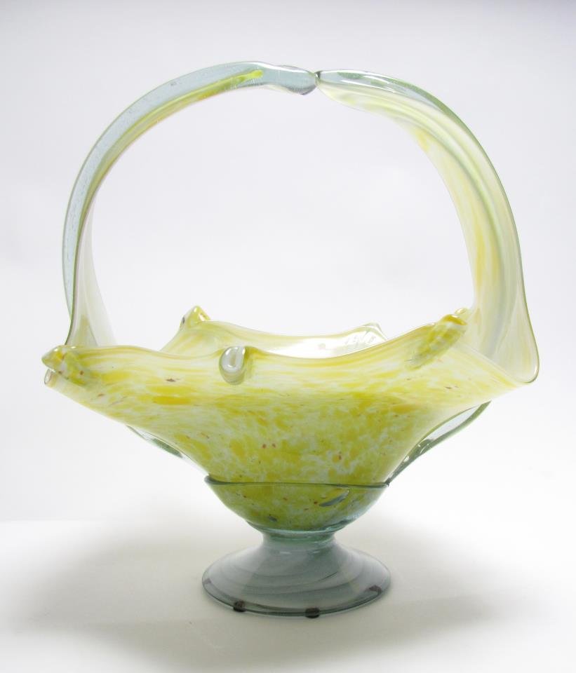 Large Art Glass Basket (1 of 4)