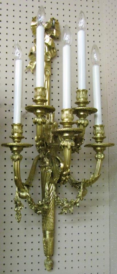 Pair of French Style Bronze Wall Sconces (1 of 2)