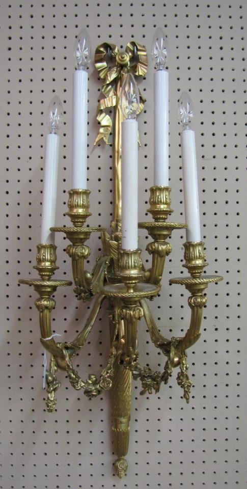 Pair of French Style Bronze Wall Sconces (1 of 5)