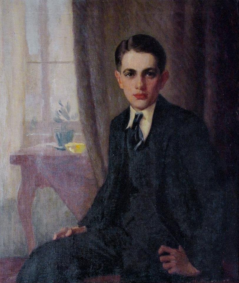 Carl W. Rawson 34x29 O/C Portrait of Young Man (1 of 2)