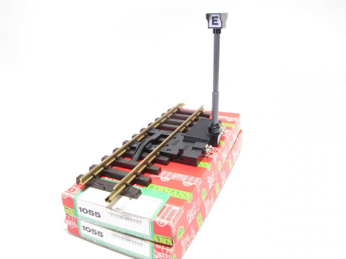 (2) LGB G Scale #1055 Classic Electric Uncouplers: Two LGB G Scale #1055 Classic Electric Uncoupler, with Pole Light, both with original boxes