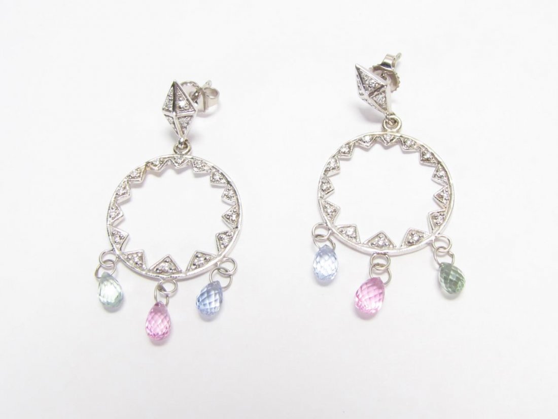 18K White Gold sapphire and diamond dangle earring (1 of 1)