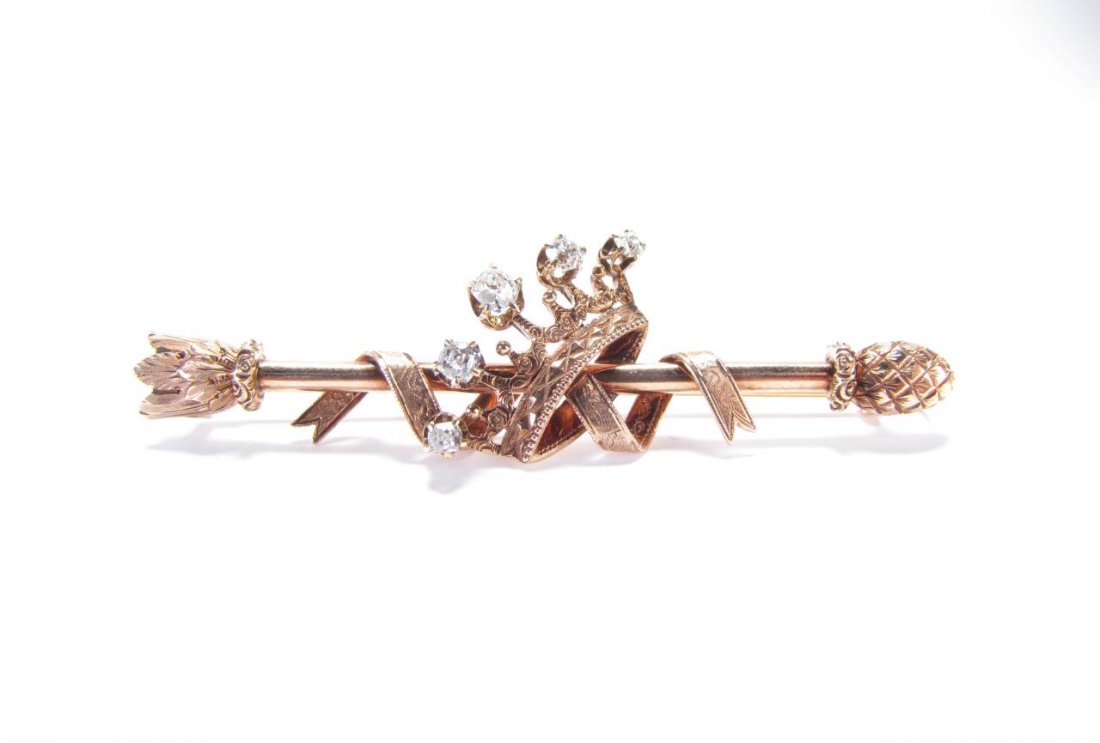 14K Rose Gold Antique Diamond Brooch (1 of 1)
