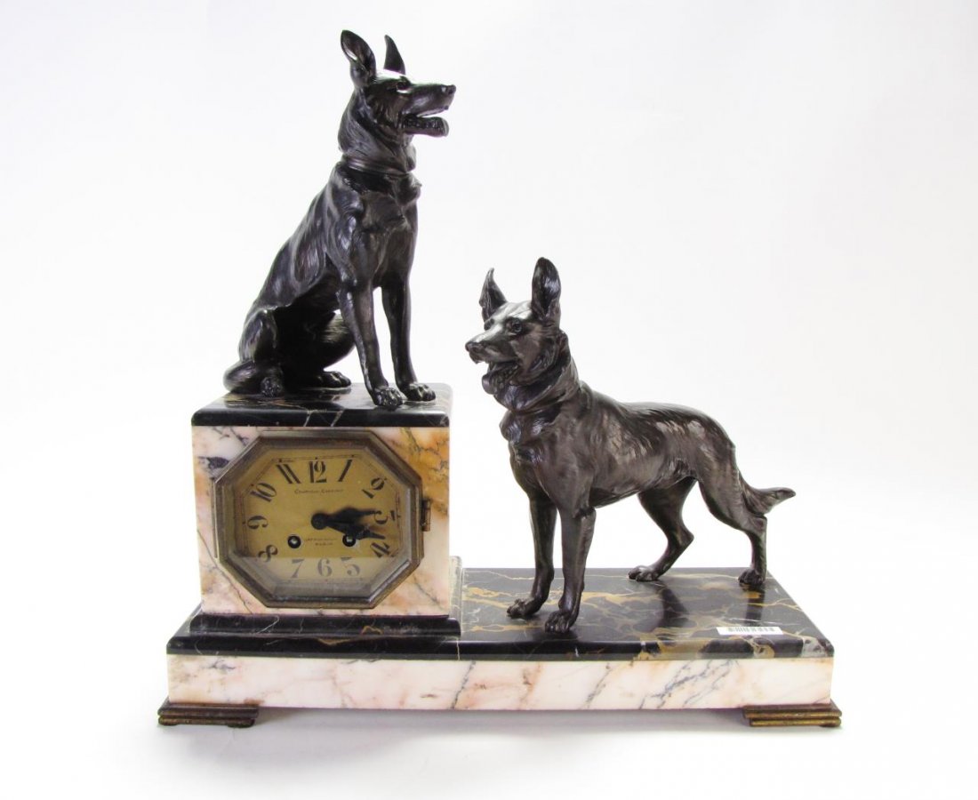 French Art Deco German Shepherd Clock (1 of 3)