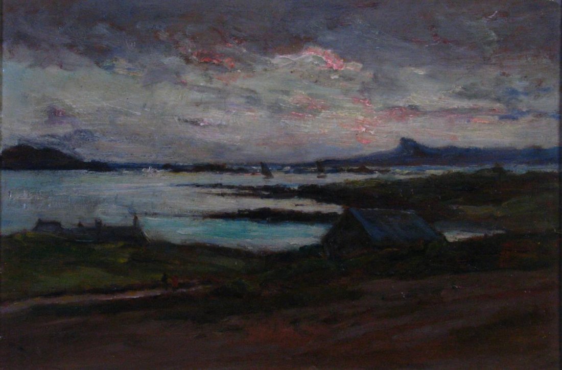Attrib to A. W. Rattray 9x13 O/B "Arisaig Sunset" (1 of 2)
