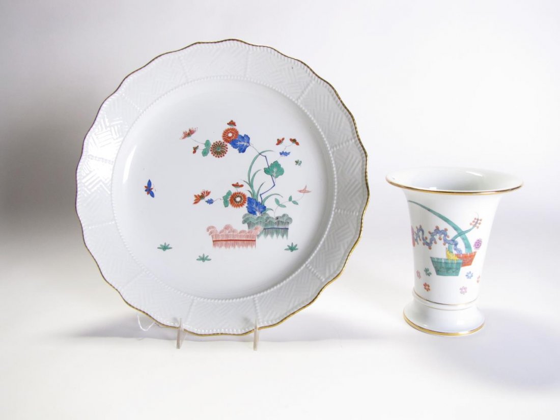 Meissen Hand Painted Platter and Vase (1 of 6)