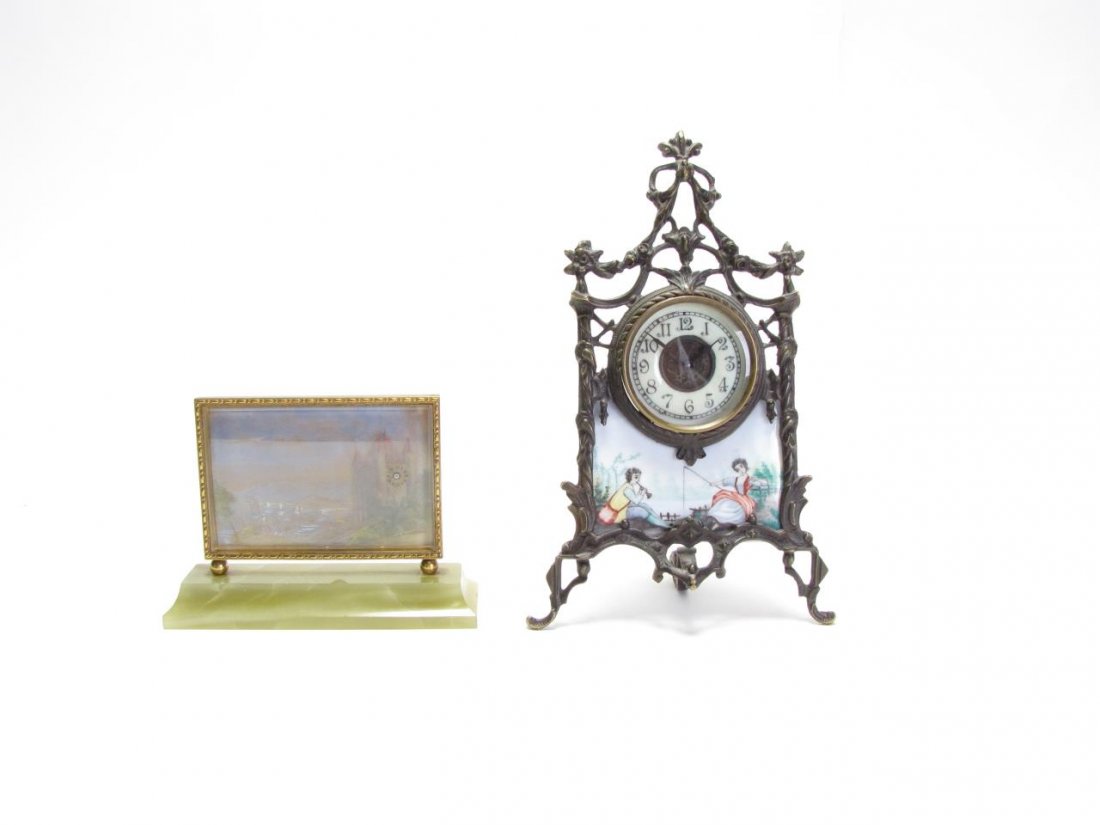 Two Antique Scenic Dresser Clocks (1 of 8)