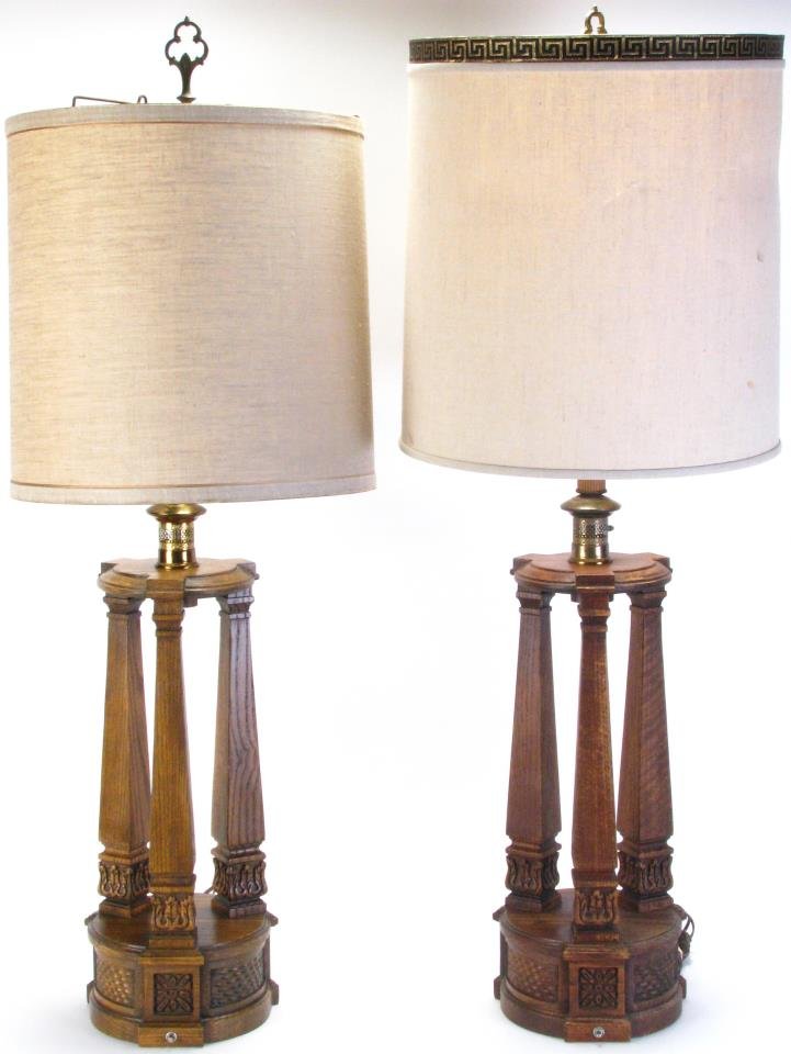 Pair of Romweber Viking Oak Table Lamps (1 of 3)