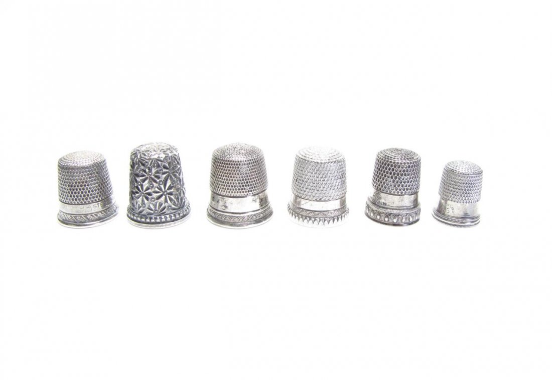 Six Antique Silver Thimbles (1 of 2)
