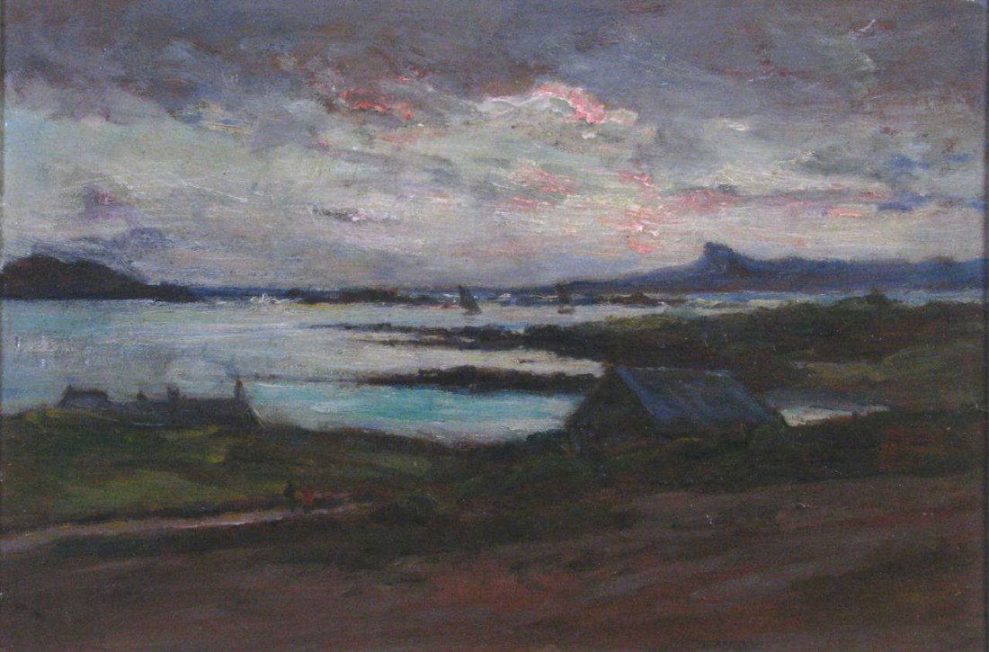 Attrib to A. W. Rattray 9x13 O/B "Arisaig Sunset" (1 of 2)