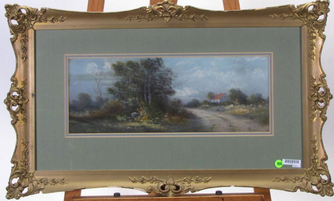 Unsigned Antique 8x20 Pastel Landscape (1 of 1)