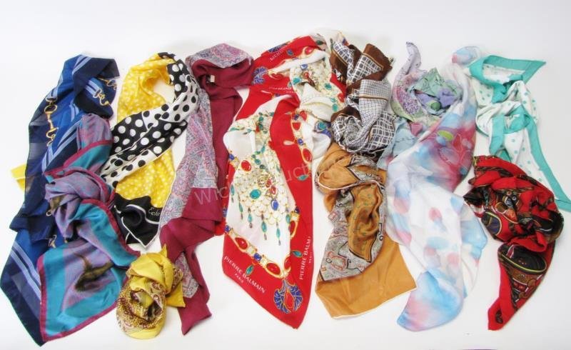 Twelve Various Silk Scarves: Balmain, Liberty, Ech (1 of 5)
