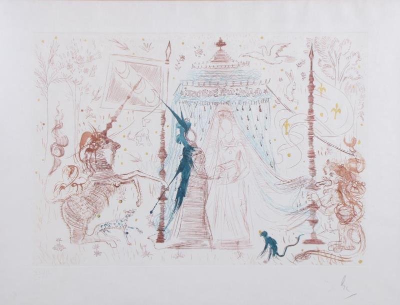 Framed Dali Etching "Gala Mon Seul Desir" (1 of 3)