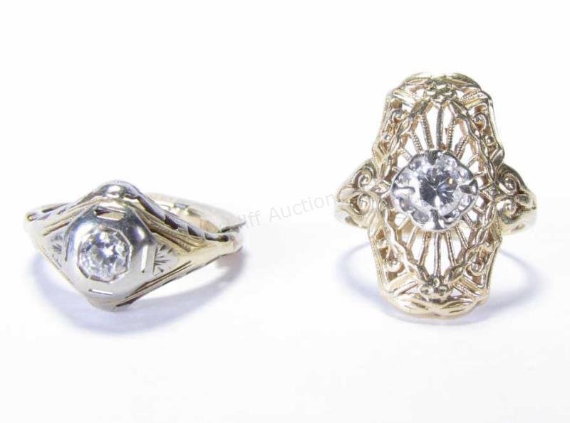 Two Antique Style 14K Diamond Rings (1 of 5)