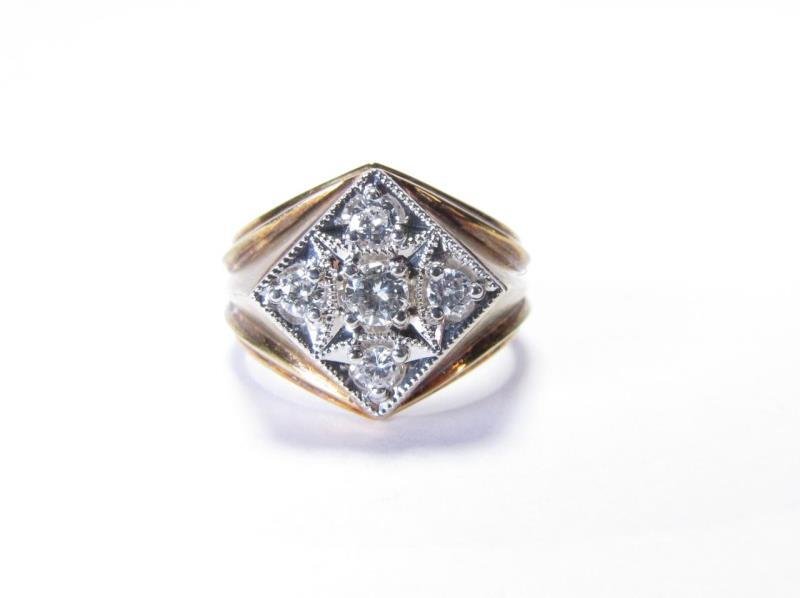 14K Two Tone Gold Gentleman's Diamond Ring (1 of 3)