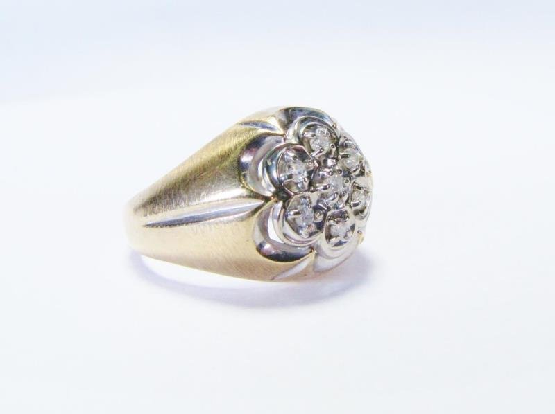 14K Two Tone Gold Gentleman's Diamond Ring (1 of 4)