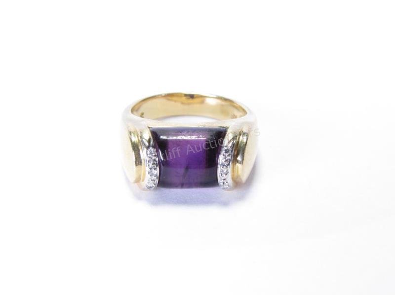 14K Yellow Gold Amethyst and Diamond Ring (1 of 5)