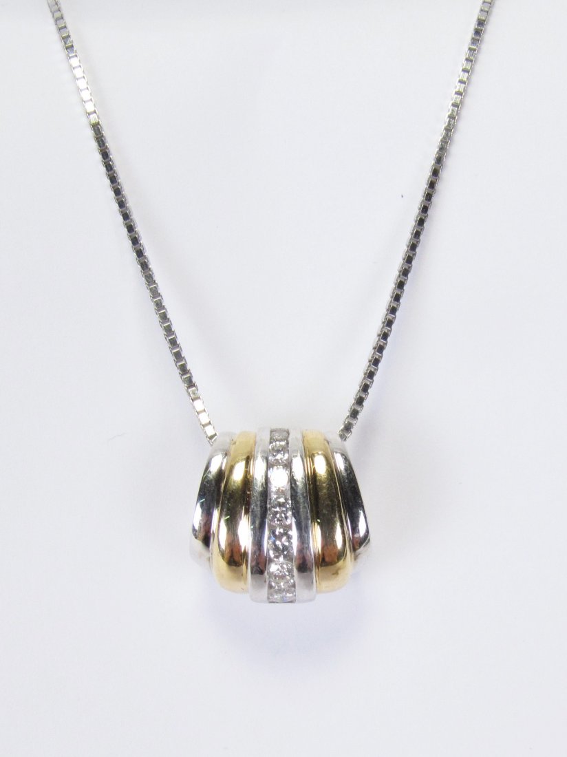 Two Tone Gold Diamond Slide Pendant (1 of 3)
