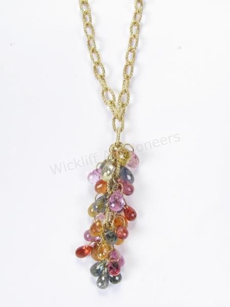 18K Yellow Gold Multi-Color Sapphire Necklace (1 of 2)