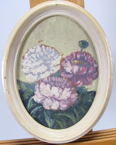 John W Hardrick 7.5x5.5 oval O/B Floral Still Life (1 of 1)