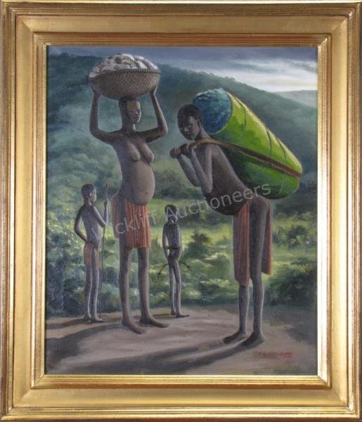Florence Smithburn 24x20 O/C Ugandan Villagers (1 of 3)