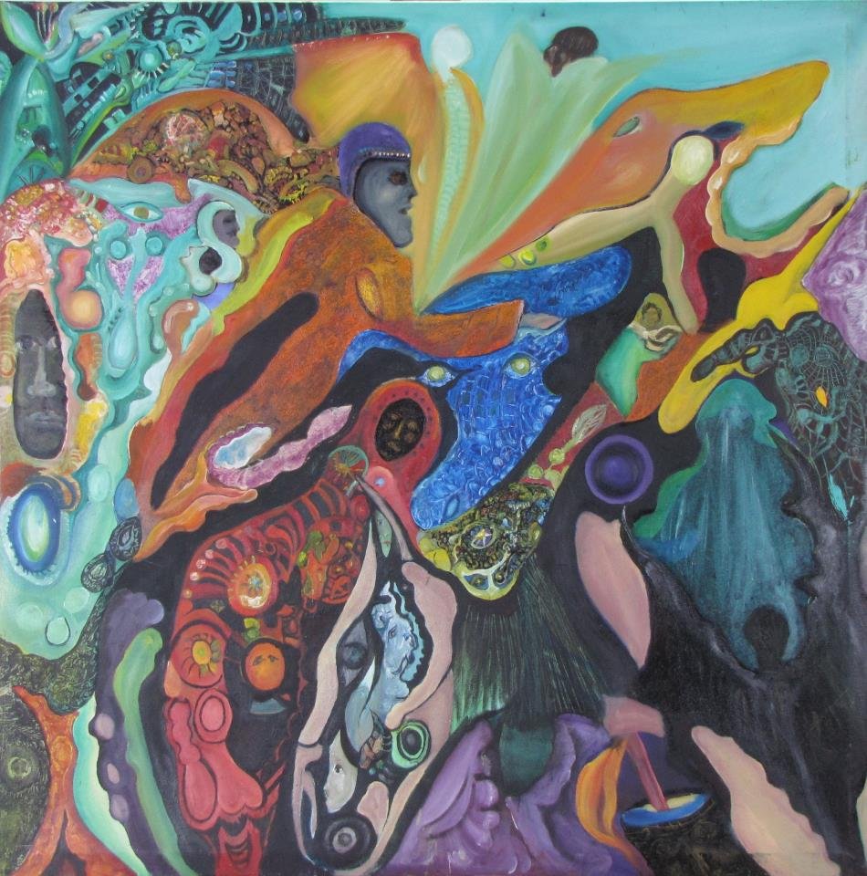 L. Zarei 42x42 O/Fabric Floating Figures (1 of 1)